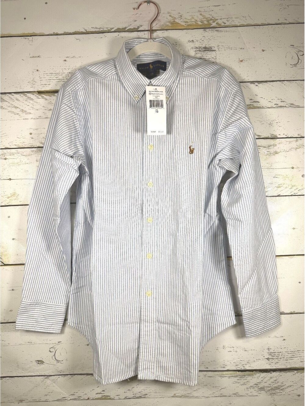 Polo Ralph Lauren Boys Striped Oxford Button-Down Shirt Size 12 NWT